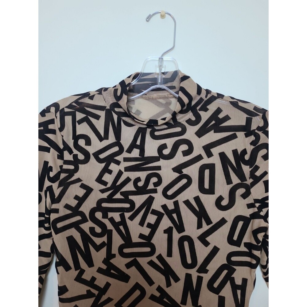 Shein Semi Sheer Letter Print Top Medium - Picture 5 of 9